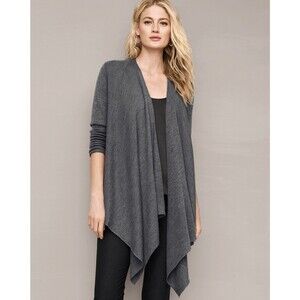 J. Jill Gray Open Front Cascade Waterfall Cardigan Wool Blend Size M EUC!!